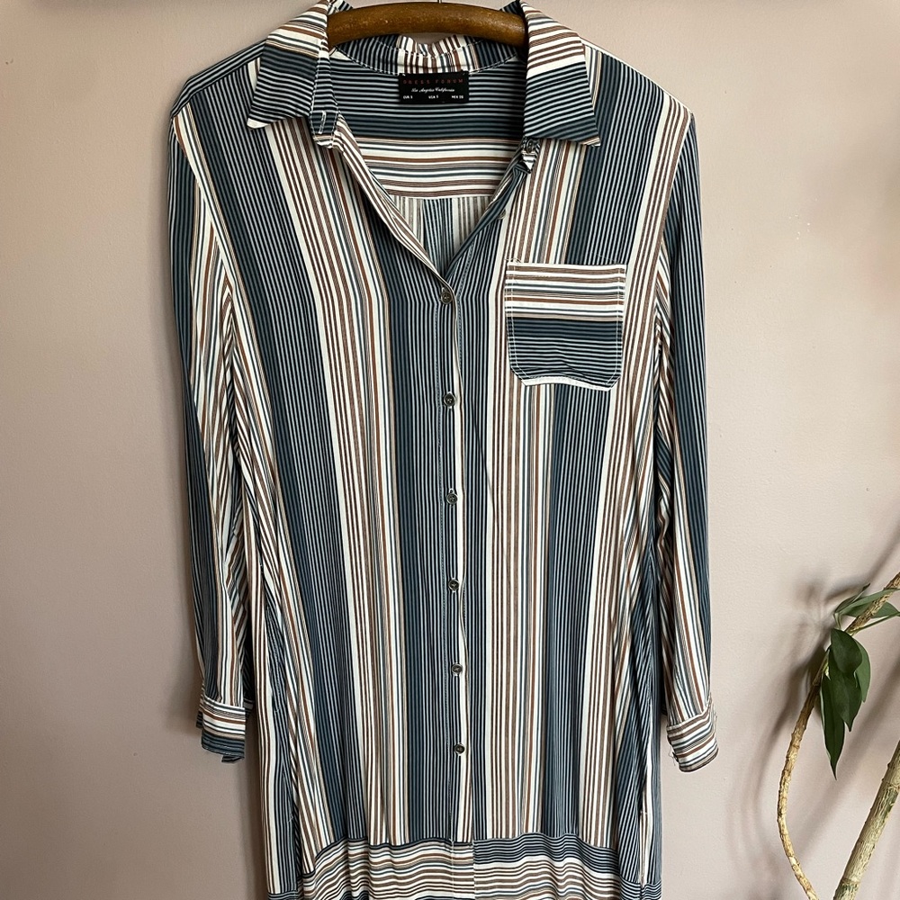 Vintage Striped Long sleeve Rayon Dress